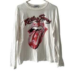 Daydreamer Rolling Stones Tongue Long Sleeve T Shirt LNWOT Medium Unused White